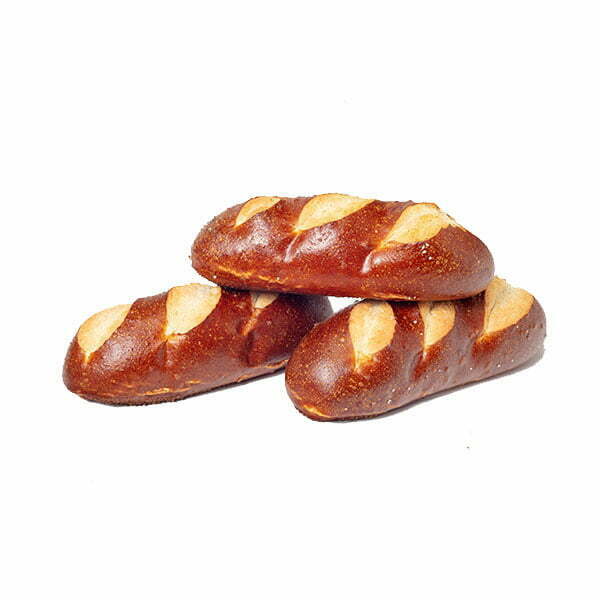 Pretzel Hot Dog Bun 6" L x 1.5" W With 3 Cuts - 8 per pack
